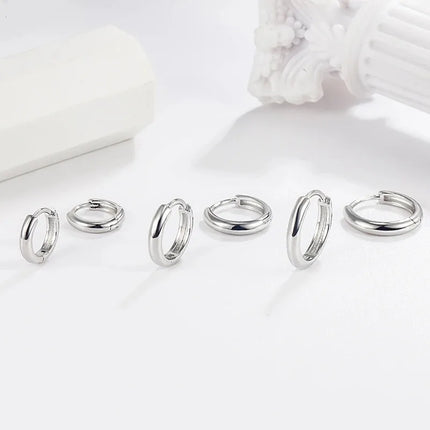 2024 New Simple Stainless Steel Small Hoop Earrings for Women Men 5mm To 15mm Round Cartilage Ear Piercing Unisex Jewelry Gift