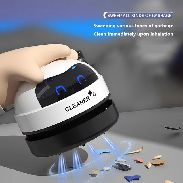 Mini Portable Desk Vacuum Cleaner, USB Rechargeable with Detachable Nozzle for Pet Hair and Pencil Crumb Cleaning