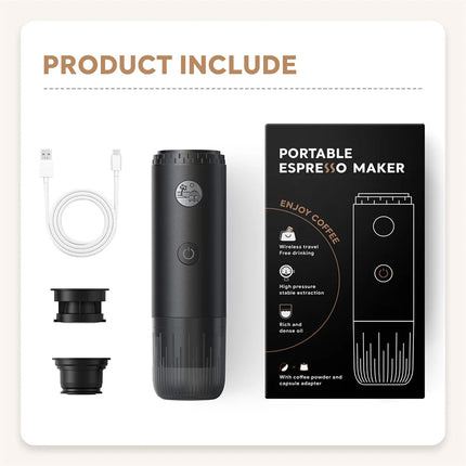 Portable Cordless Espresso Machine 19Bar 3-in-1 Capsule/Ground Coffee 7800mAh Hot/Cold for Car Camping Home