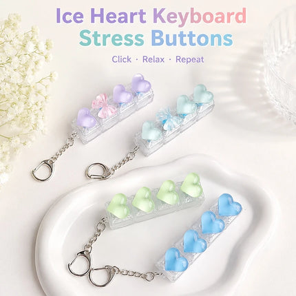 Heart Keyboard Fidget Keychain Stress Releasing Decompression Keychain Press The Keyboard Button Bags Hanging Charm Pendant Gift
