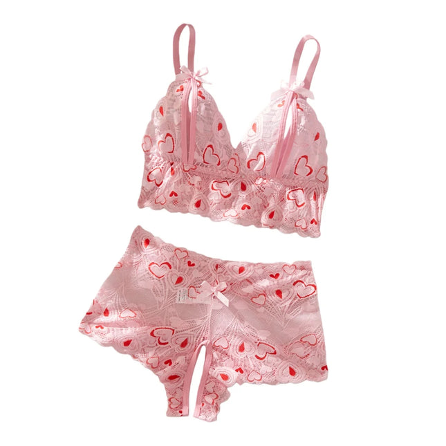 Women's Pink Mesh Bodysuit Set Soft Breathable Two-Piece Underwear 2025