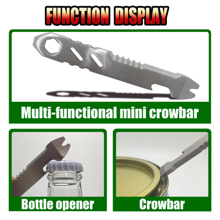 New Mini Stainless Steel Multifunctional Pry Bar, Mini EDC Hex Wrench, Bottle Opener, Portable Outdoor Bicycle Repair Tool