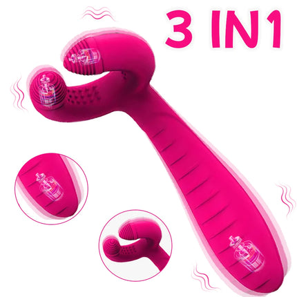 Powerful G Spot Rabbit Vibrator for Women Nipple Clitoris Stimulator Massager Three Motors Dildo Adult Goods Sex Toys for Female