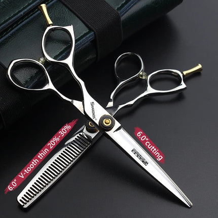 Left-handed 5.5/6 inch Barber Shop Professional Haircut Scissors for Barber Japanese 440C Steel Cutting Shears Salon Accessories