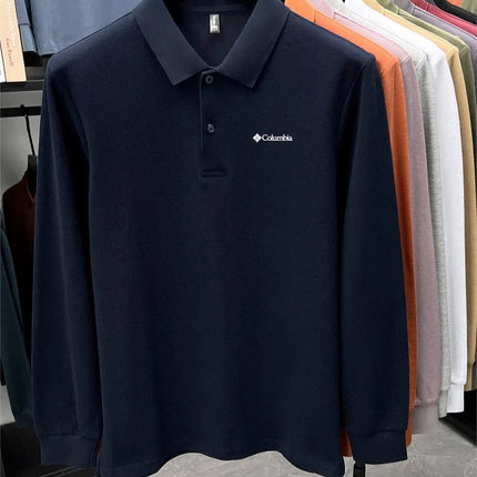 High-end brand Polo shirt, long-sleeved, fashionable printed men's top, spring, 100% cotton, skin-friendly, comfortable, casual T-shirt