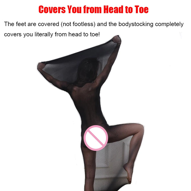 Bodystocking Bodyhose Pantyhose Bodysuit, Transparent BDSM Sexy Lingerie,Full Body Stocking Sack Encasement