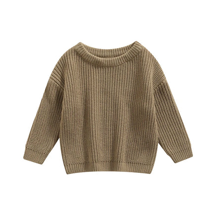 Autumn Winter Newborn Baby Girl Boy Knitted Long Sleeve Sweater Solid Loose Pullover Casual Tops Children Sweater Kids Clothes