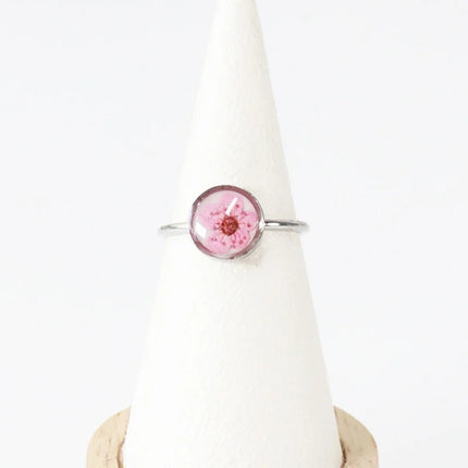Wency Stainless Steel Dried Flower Round Rings For Women Eternal Flower Open Finger Ring Jewelry Wedding Band Gift Wholesale New