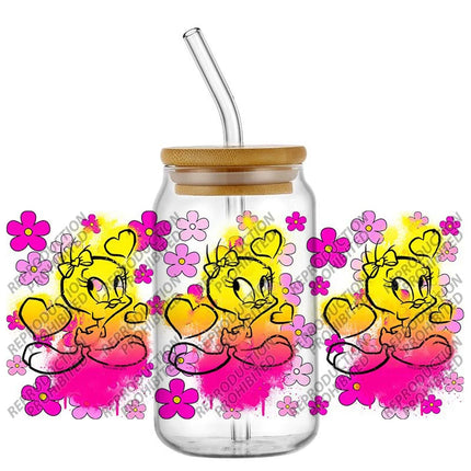 New Product Little Yellow Duck Waterproof DIY Decals 3D Transfers Stickers 16oz UV DTF for Glasses cup Wraps