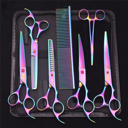 Pet Grooming Scissors Purple Dragon Japan Stainless Pink Curved Scissors For Dogs Dog Thinning Scissors Pet Chunker Shears Z3003