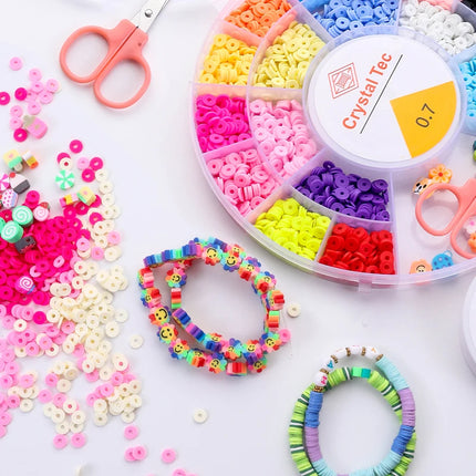 8 Styles Clay Beads Bracelet Making Kit Seed Letter Alphabet DIY Art Craft Beads Kit with Charms for Jewelry Making Crafts Gifts