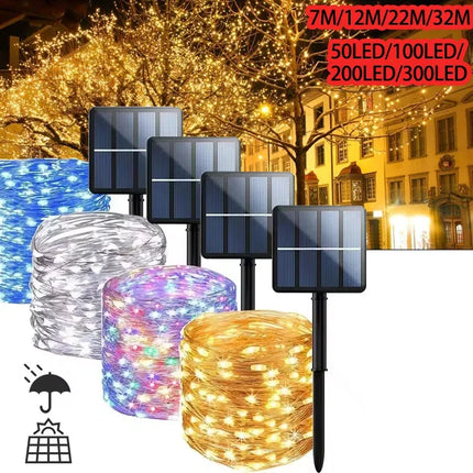 Outdoor Solar String Light 300/200/100/50 LED Fairy Garland 8 Mode Garden Yard Tree Christmas Party Waterproof Copper Wire Lamp