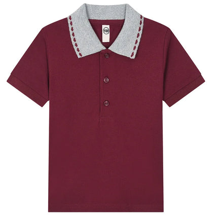Kids children's T-shirt long sleeved pure cotton white collar boys' polo shirt girls' elementary school students' school uniform