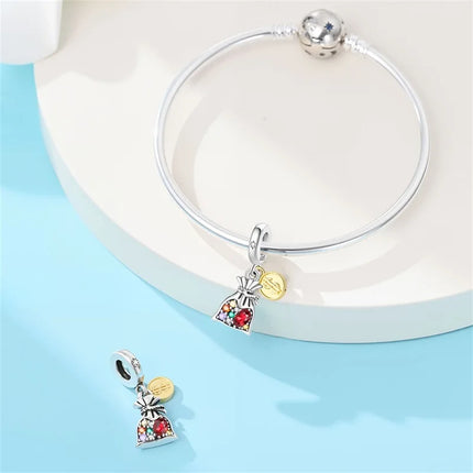 Lucky 925 Sterling Silver Money Tree Lucky Cat God of Wealth Dollar Treasure Charm Fit DIY Bracelet Necklace Good Luck Wish Gift