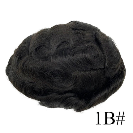 Australian Base Men Toupee Swiss Lace With PU Silicone Around Hairpiece Human Hair Replacement System Prosthesis Wigs For Men