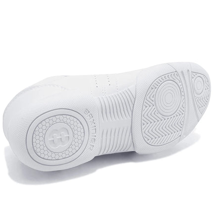 BAXINIER Youth Girls White Cheerleading Dancing Shoes Athletic Training Tennis Walking Lightweight Competition Cheer Sneakers