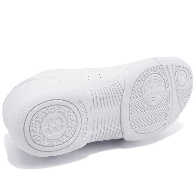 BAXINIER Youth Girls White Cheerleading Dancing Shoes Athletic Training Tennis Walking Lightweight Competition Cheer Sneakers