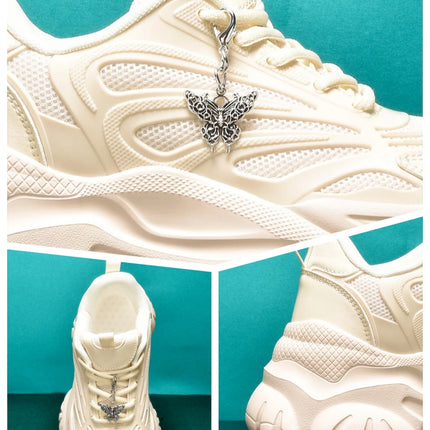 Women's Eva Solid Thick-Soled Heightening 7cm Fashionable Casual Vulcanized Shoes with Silver Butterfly Decorative Pendant Chain Shoe Accessories Light and Comfortable Soft-Soled Shock-Absorbing Non-Slip Women's Vulcanized Sh