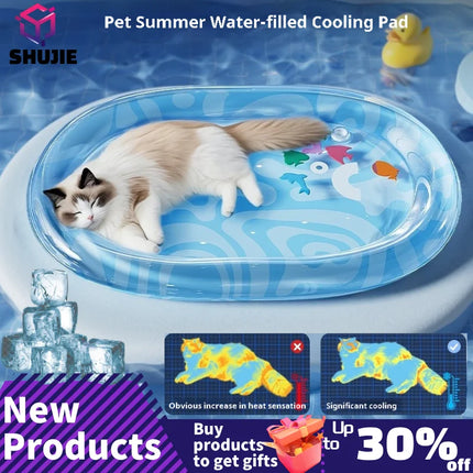 Pet Water Filled Ice Mat Summer Cat and Dog Nest Climbing Mats Water Bed Scratch Resistant Large Thickened Tapping Water Mat To