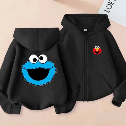 Fashion SESAME STREET Sweatshirts Elmo Zip Up Hoodie Children Clothes Kid Girl Boy Sweatshirt Zipper Hoody Baby Casual Top