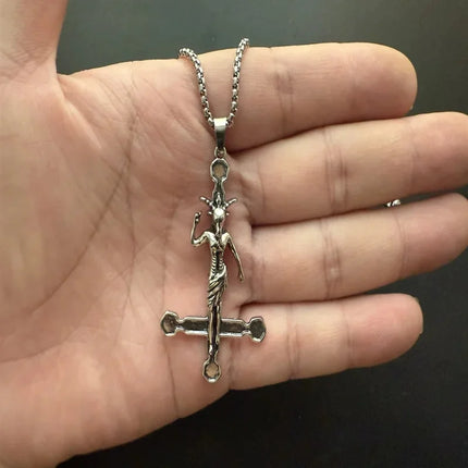 Vintage Cross Pendant Necklace Unisex Versatile Simple Long Sweater Chain Hip Hop Accessory