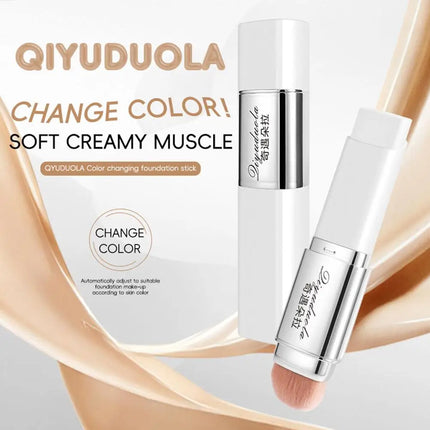 QIYUDUOLA 2in1 Color Changing Foundation Stick 13g LongLasting Concealer Pore Minimizing Lightweight Hydrating For Natural Look