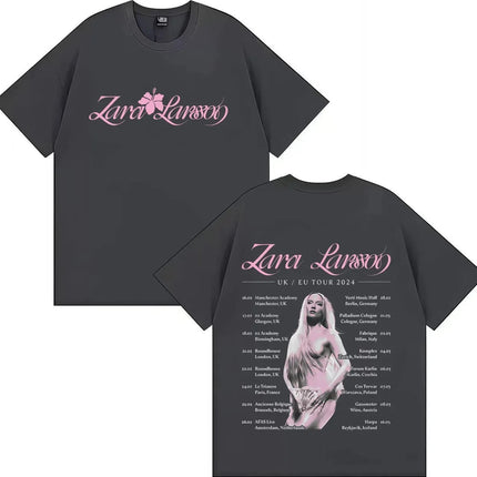 Zara Larsson Midnight Sun Global Tour Merch T-Shirt Men Women Album Poster Graphic Print Cotton Tees Neck Loose Oversized Tops