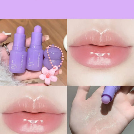 Crystal Strawberry Lip Balm Moisturizing Hydrating Lips Mask Stick Reduce Lip Lines Key Chain for Lip Care Change Color Lipstick