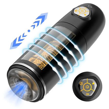 Automatic Male Masturbator Penis Pump with 10 Push and Rotate Electric Pocket Pussy Men Adult Sex Toy