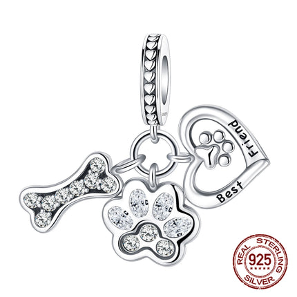 Hot Sale Charms Beads 925 Sterling Silver Solid Color Letter Family Forever Tree of Life Zircon Beads Fit DIY Bracelets Jewelry