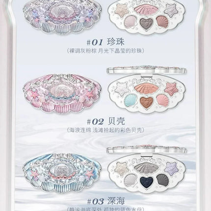 Flower Knows Shells Jewel Collection 6Colors Eyeshadow Palette Matte Pearl Sea Metallic High-Pigment Long-lasting Makeup