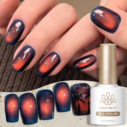BORN PRETTY 1 Bottle Blazing Sky Cat Magnetic Gel Nail Polish Colored Metal Ruby Red Soak Off UV Crystal Varnish Nail Art 10ml