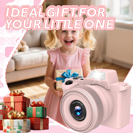 Kids Digital Camera with DSLR Look, HD 1080P Toy Camera with Lanyard, Portable Video Camcorder for Children, Perfect Birthday Gi