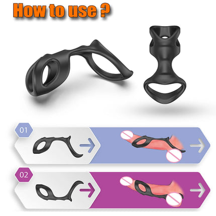 Penis Ring Silicone Cock Rings Delay Ejaculation Scrotal Binding Ball Stretcher Erection Enhancing Lock Cockring Sex Toy for Men