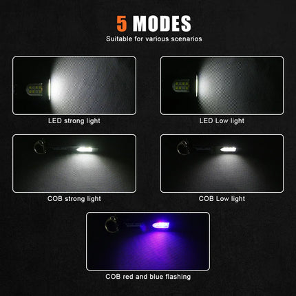 Rechargeable Mini EDC Handheld Flashlight Rotating LED Flashlight Outdoor 5 Modes Magnet Work Light Portable Pen Clip Lantern