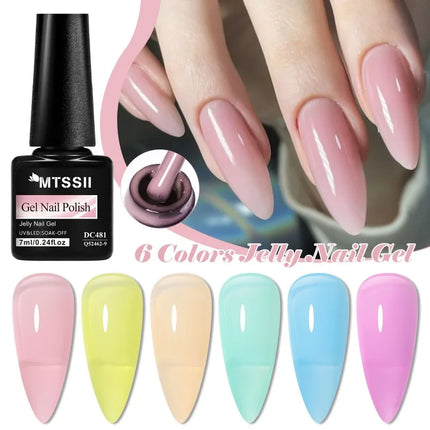 6pcs Jelly Gel Nail Polish Set All-Season Nails DIY Nail Art UV/LED Painting Varnish Gel Manicure Kit Long Lasting Nail Supplies
