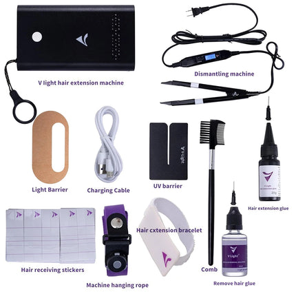 Professional V-Light Hair Extensions Kit V-Light Technology Hair Extension Machine white Hair Extension Tools Kit Set