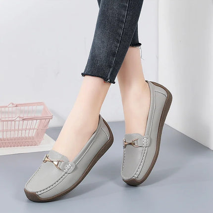 Vulcanize Women Shoes Flats Leather Moccasins Sneakers Designer Shoes for Women Slip-on Loafers Female Boat Shoes Big Size 43