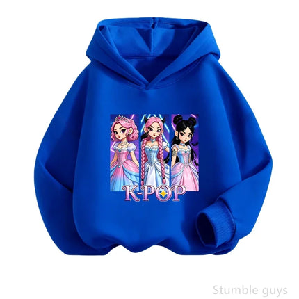 Premium Kpop Anime Printed Hoodie Children Spring Autumn Long Sleeve Hooded Sweatshirt Cozy Casual Boys Girls Daily Outfit
