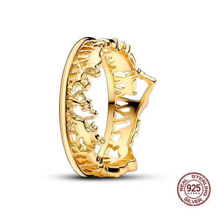 925 Sterling Silver Sun And Moon Crown Love Princess Zircon Oxide Enamel Heart Love Rings Fashion Jewelry For Women Gifts New in
