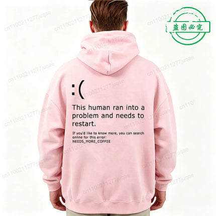 Men Hoodies Funny Blue Screen of Death Coffee Error Graphic Tracksuits Autumn Winter Man Sportwear Geek Sweatshirts Tops Gifts