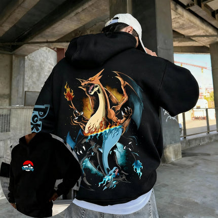 Pokémon Anime Collaboration Plus Size Hoodie Spring/Autumn New Men's and Women's Hip-hop Trend Daily Casual Parent-child Top