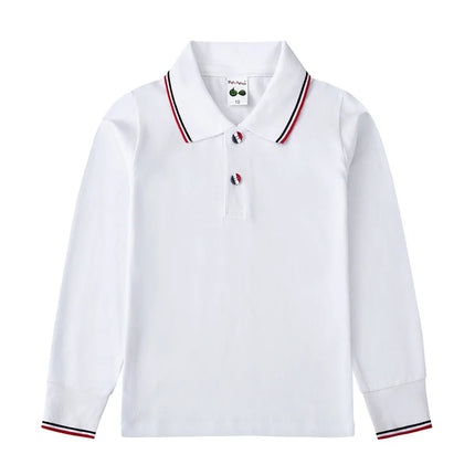 Classic Children's Long Sleeve Polo Shirt Pure Cotton T-Shirt Children Collar Top Baby Girls Base Layer Shirt Teenage Boys tops