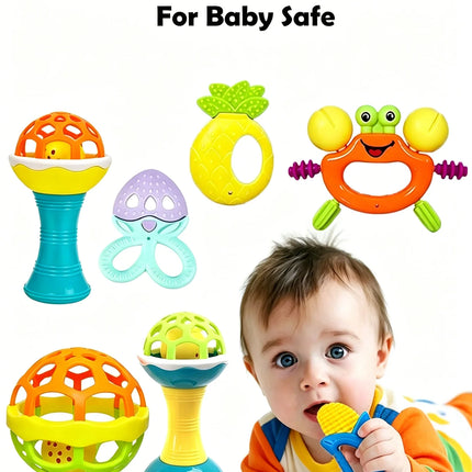 seven-piece set Baby Rattles Months Baby Educational Toys Shaker Grab Spin Set Sensory Educational Boy Girls Gift for Infant