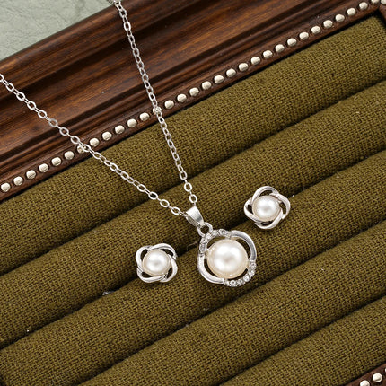 Korea New Hot Sale Peach Heart Pendant Earrings Necklace Rings Light Luxury Design Three-Piece Sets Trend Party Jewelry Gift Sets