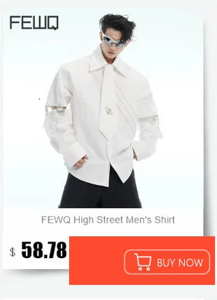 FEWQ Fashion Men's Shirts Turn-down Collar Long Sleeved Pattern Design Casual Single Breasted Loose Male Tops Spring 24K2996