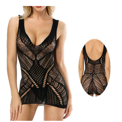 Babydooll Lingeries Body Sexy Hot Adult Female V Neck Night Dress Underwear Silk Sleepwear Porno Erotic Transparent Costume