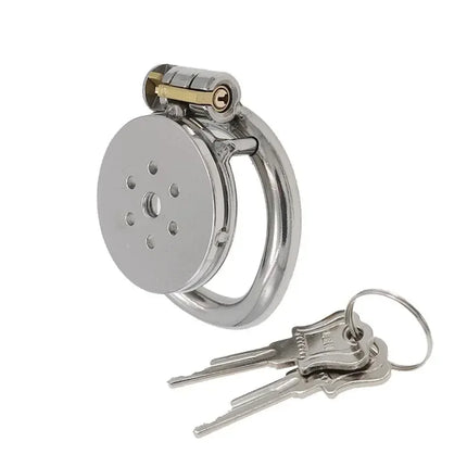 Flat Male Cock Cage with Metal Catheter - 18+ Urethral Negative Pressure Chastity Lock, BDSM Bondage Toy for Couples