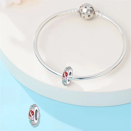 Original 925 Sterling Silver Charms Beads Cute Mushroom Unicorn Love Wings Pearl Charm for Bracelet Pendant Woman Girl Jewelry