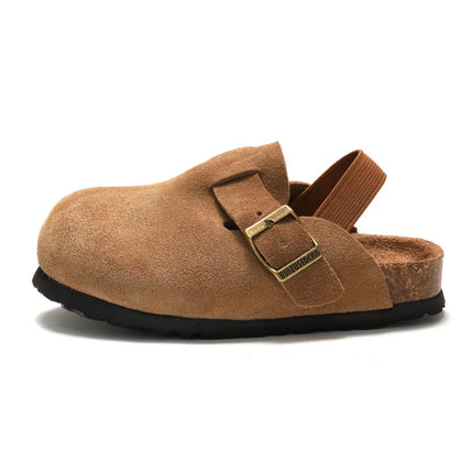Kidmi Fashion Kids Suede Clogs Slippers Toddler Clogs Boys Girls Sandals Cork Adjustable Buckle Mules With Support Home Slippers